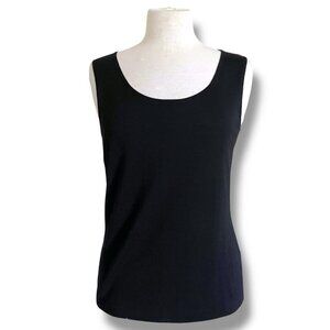 Lafayette 148 NY Womens Knit Top Sz Medium Black Wool Super 120s Knit Sleeveless